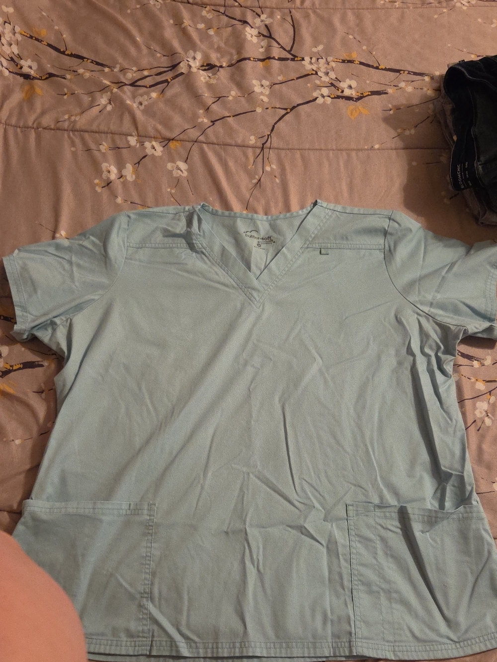 Butter Women's Light Blue V-Neck Scrub Top
